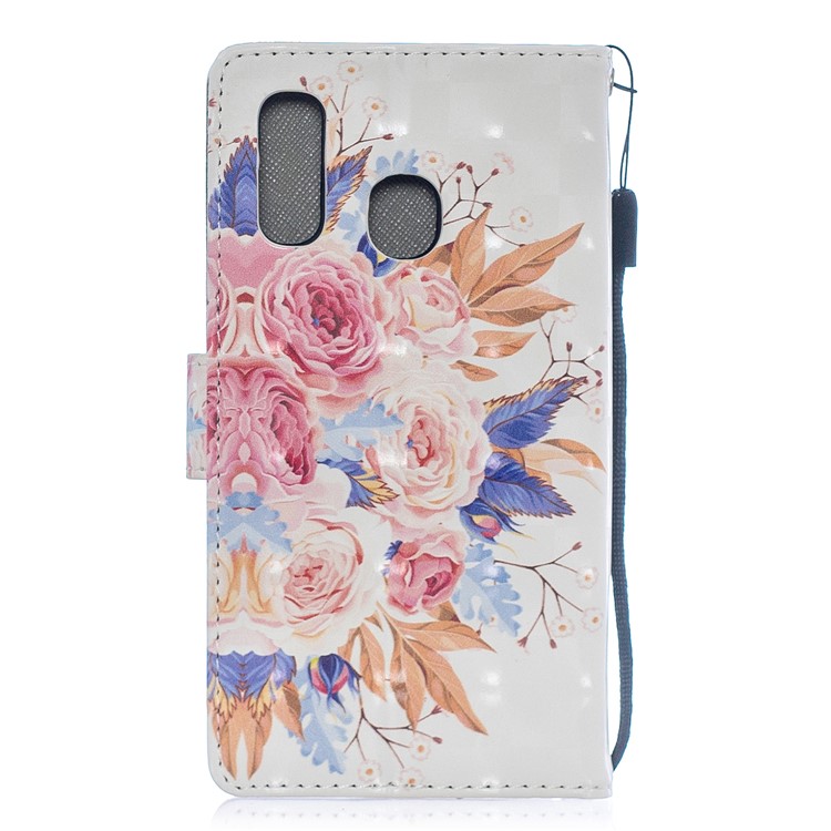 Light Spot Decor Pattern Printing Leather Wallet Case for Samsung Galaxy A40 - Vivid Flowers-2