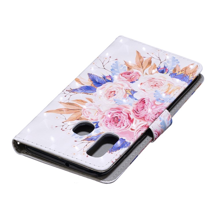 Light Spot Decor Pattern Printing Leather Wallet Case for Samsung Galaxy A40 - Vivid Flowers-7