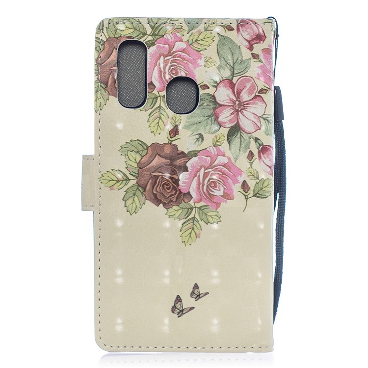 Light Spot Decor Pattern Printing Leather Wallet Case for Samsung Galaxy A40 - Fresh Flowers-2