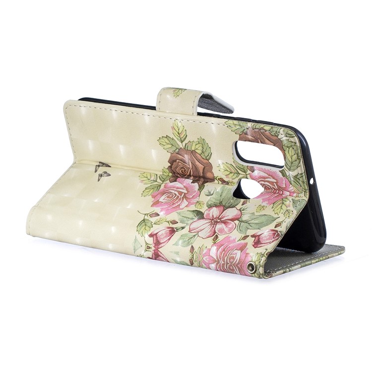 Light Spot Decor Pattern Printing Leather Wallet Case for Samsung Galaxy A40 - Fresh Flowers-3