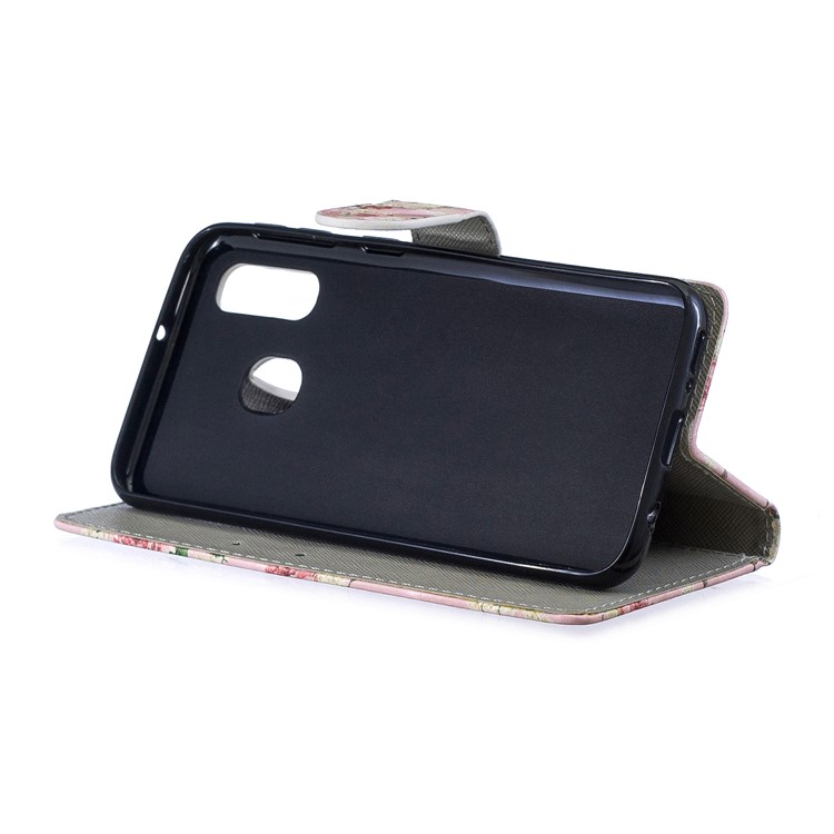Light Spot Decor Pattern Printing Leather Wallet Case for Samsung Galaxy A40 - Fresh Flowers-4
