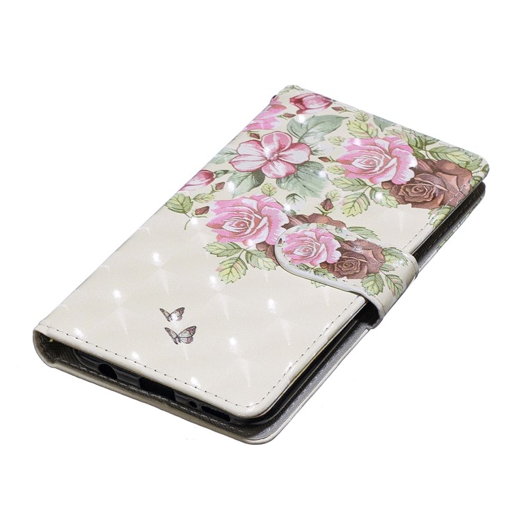 Light Spot Decor Pattern Printing Leather Wallet Case for Samsung Galaxy A40 - Fresh Flowers-5