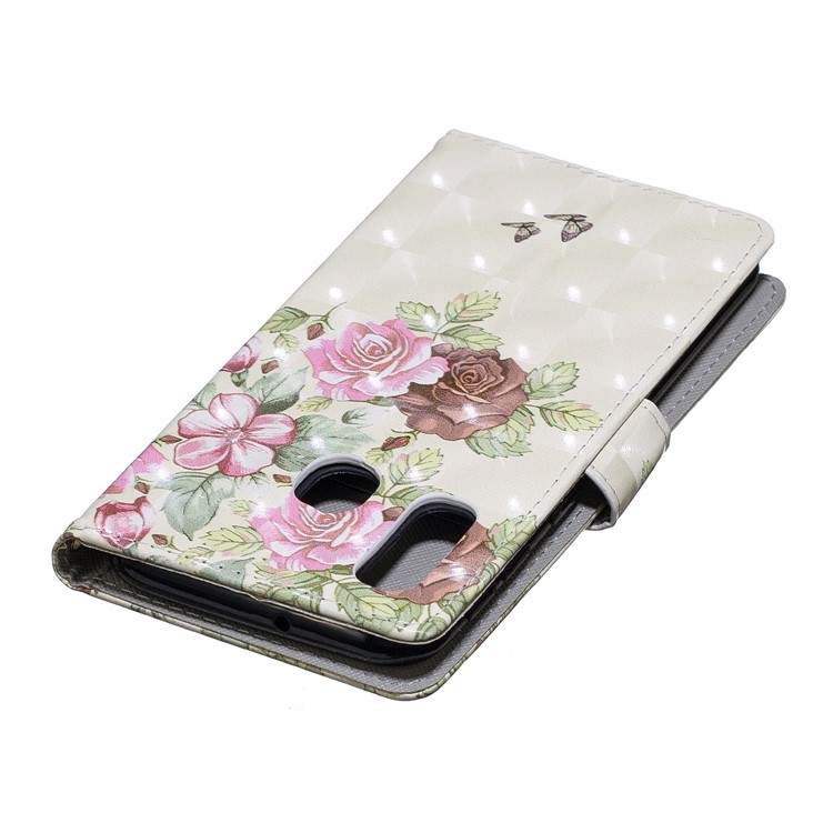 Light Spot Decor Pattern Printing Leather Wallet Case for Samsung Galaxy A40 - Fresh Flowers-6