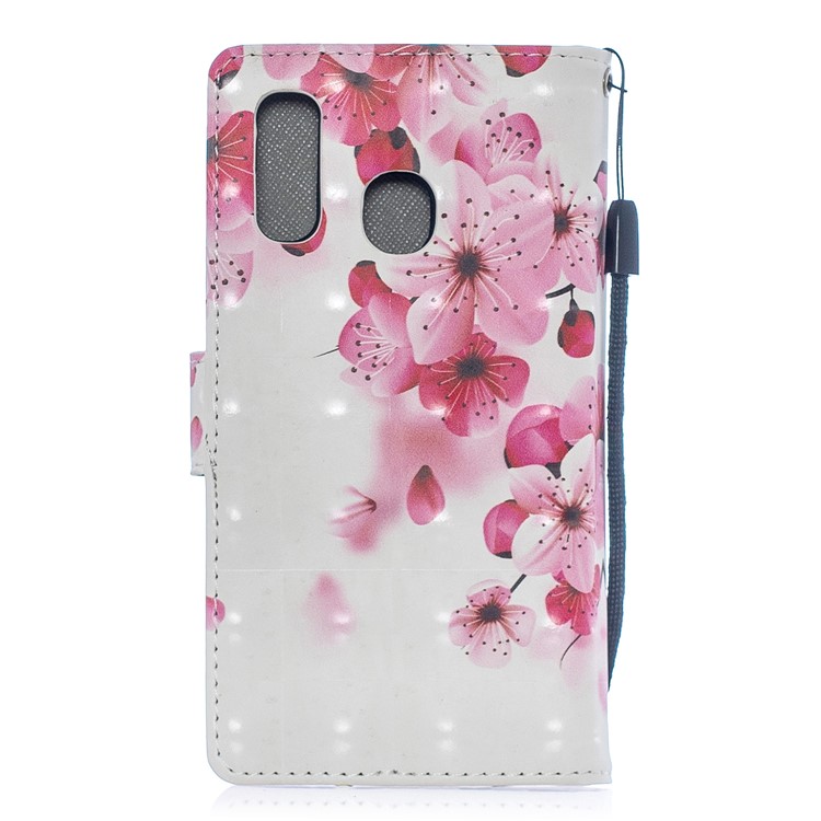 Etui Portefeuille En Cuir Imprimé De Motifs De Motifs Lumineux Pour Samsung Galaxy A40 - Fleur De Pêche-2