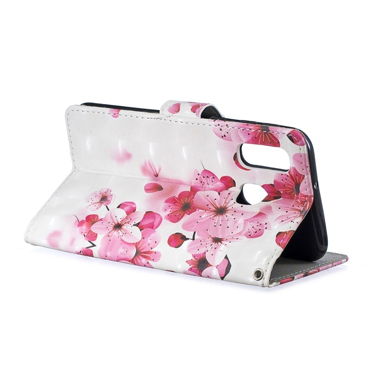 Etui Portefeuille En Cuir Imprimé De Motifs De Motifs Lumineux Pour Samsung Galaxy A40 - Fleur De Pêche-3