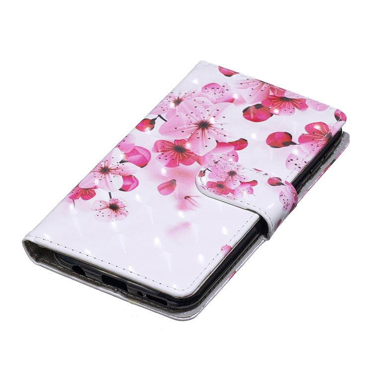 Etui Portefeuille En Cuir Imprimé De Motifs De Motifs Lumineux Pour Samsung Galaxy A40 - Fleur De Pêche-5