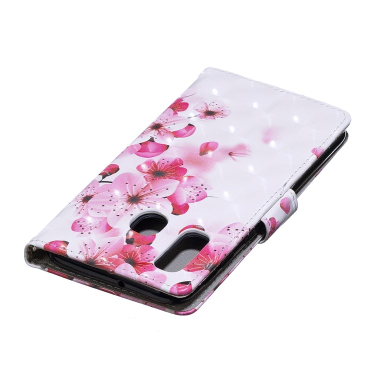 Etui Portefeuille En Cuir Imprimé De Motifs De Motifs Lumineux Pour Samsung Galaxy A40 - Fleur De Pêche-6