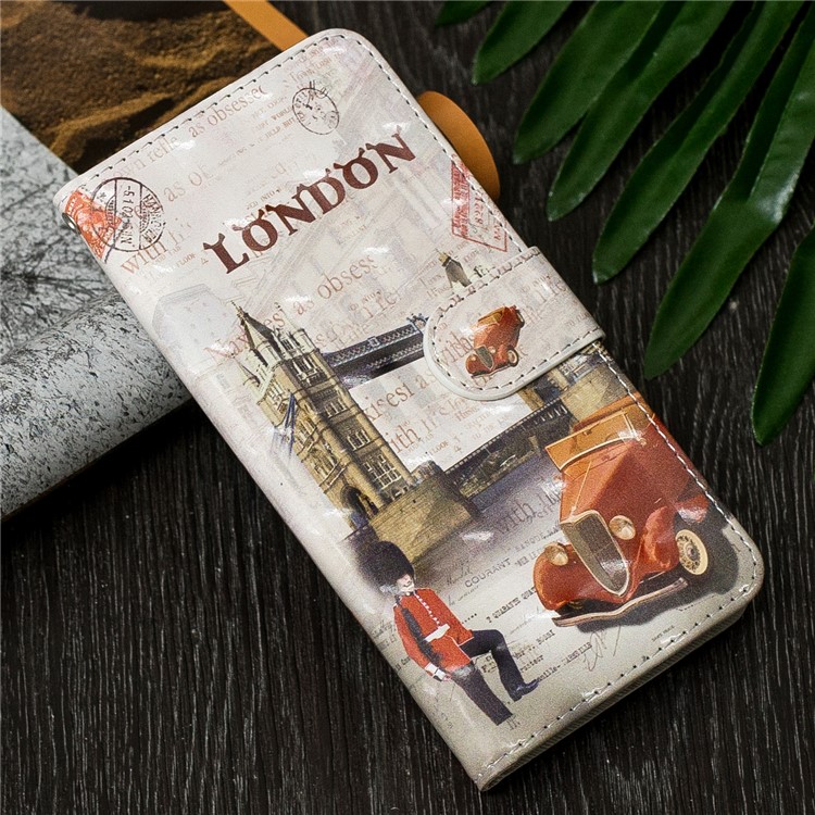 Lederner Mappenkasten Des Hellen Punktdekormusterdruckens Für Samsung-Galaxie A40 - Tower Bridge Von London-7
