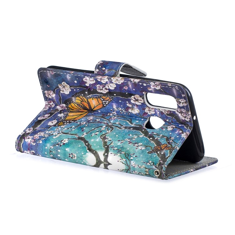 Light Spot Decor Pattern Printing Leather Wallet Case for Samsung Galaxy A40 - Flower Pattern-3