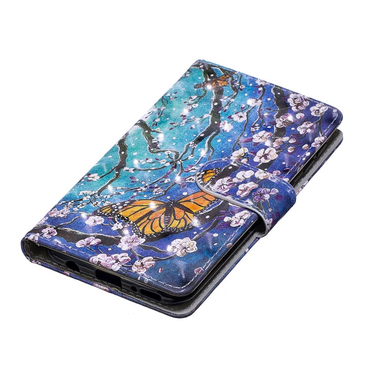 Light Spot Decor Pattern Printing Leather Wallet Case for Samsung Galaxy A40 - Flower Pattern-5
