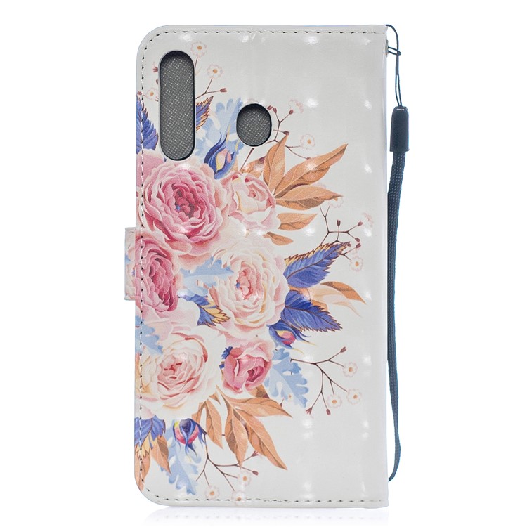Light Spot Decor Pattern Printing Leather Wallet Case for Samsung Galaxy M30/A40s - Vivid Flowers-2