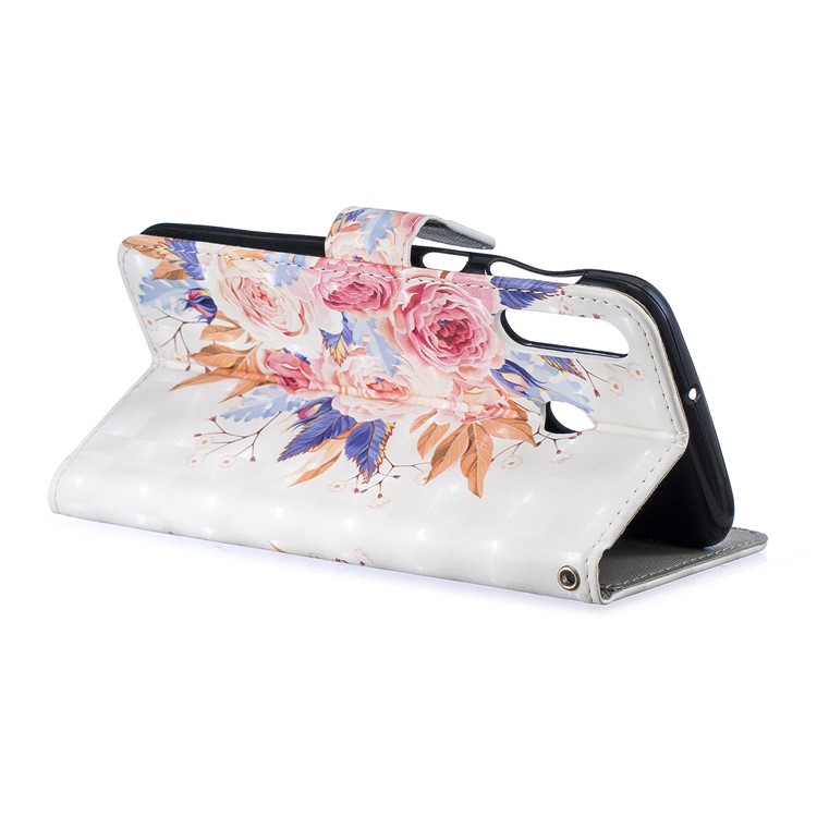 Light Spot Decor Pattern Printing Leather Wallet Case for Samsung Galaxy M30/A40s - Vivid Flowers-3