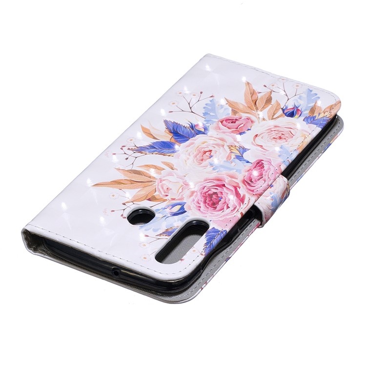 Light Spot Decor Pattern Printing Leather Wallet Case for Samsung Galaxy M30/A40s - Vivid Flowers-6