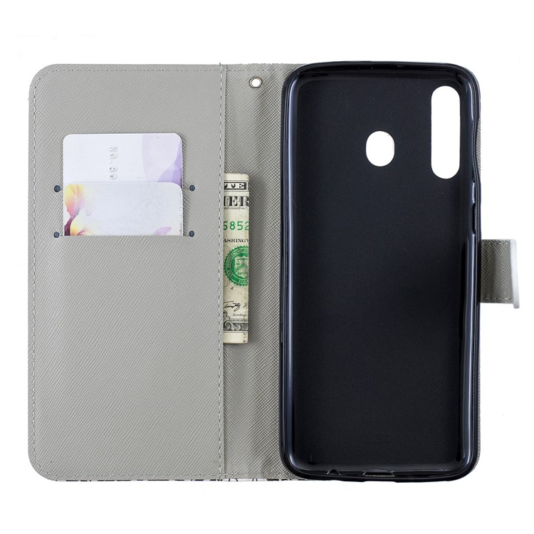 Light Spot Decor Pattern Printing Leather Wallet Case for Samsung Galaxy M30/A40s - Vivid Flowers-7