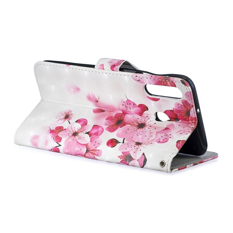 Light Spot Decor Pattern Printing Leather Wallet Case for Samsung Galaxy M30/A40s - Peach Blossom-3
