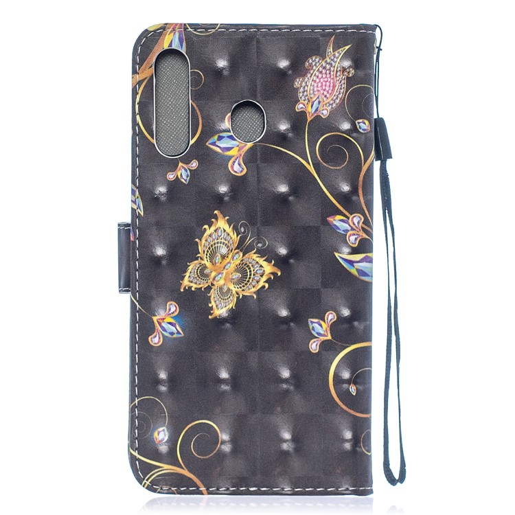 Light Spot Decor Pattern Printing Leather Wallet Case for Samsung Galaxy M30/A40s - Butterfly and Flower-2