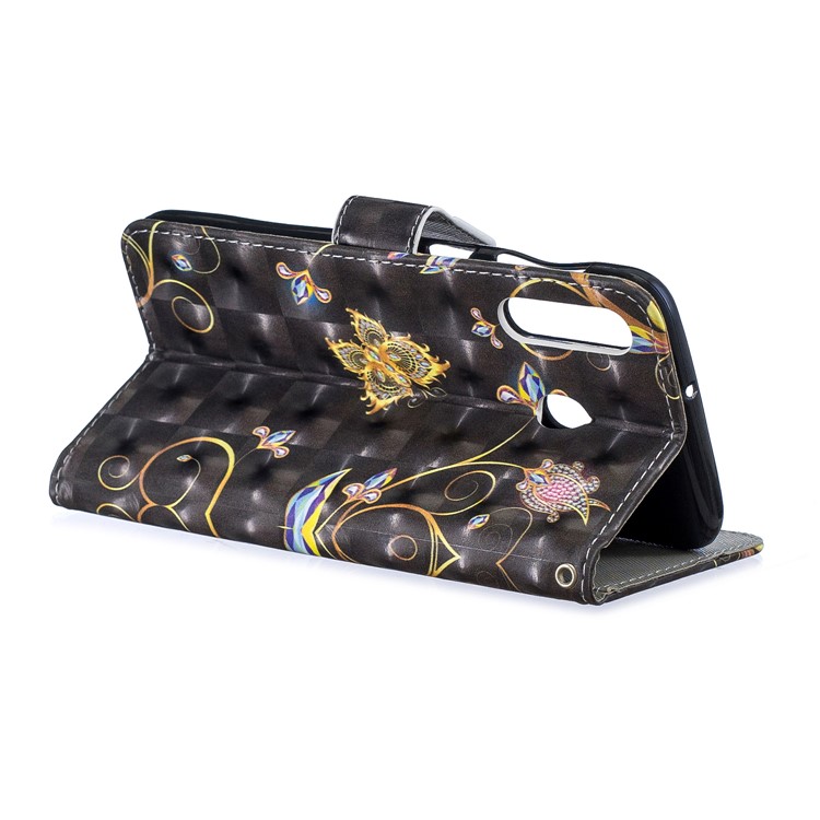 Light Spot Decor Pattern Printing Leather Wallet Case for Samsung Galaxy M30/A40s - Butterfly and Flower-3