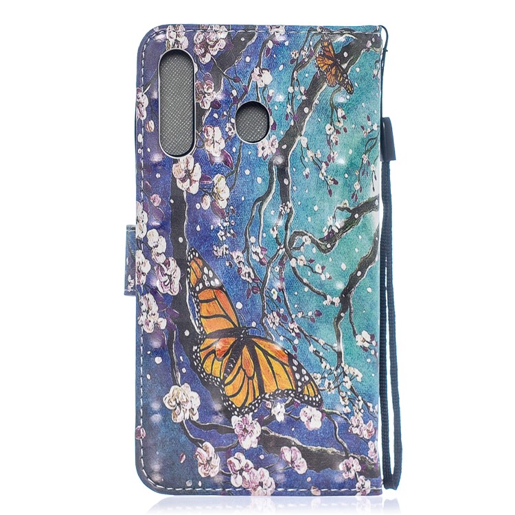 Light Spot Decor Pattern Printing Leather Wallet Case for Samsung Galaxy M30/A40s - Flower Pattern-2