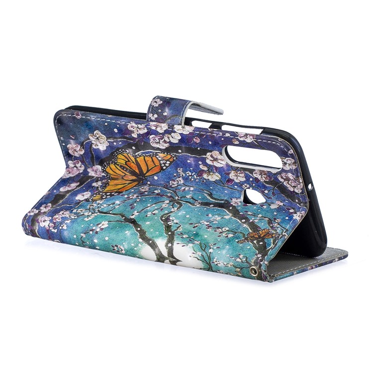 Light Spot Decor Pattern Printing Leather Wallet Case for Samsung Galaxy M30/A40s - Flower Pattern-3
