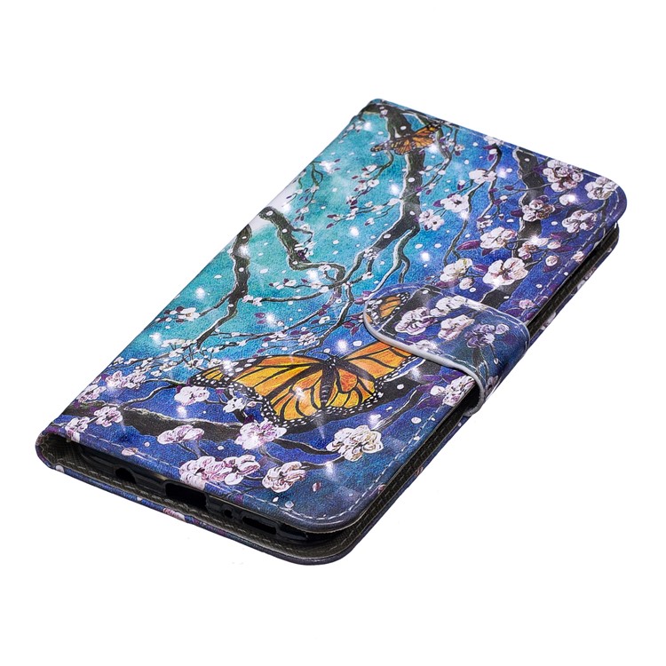 Light Spot Decor Pattern Printing Leather Wallet Case for Samsung Galaxy M30/A40s - Flower Pattern-5