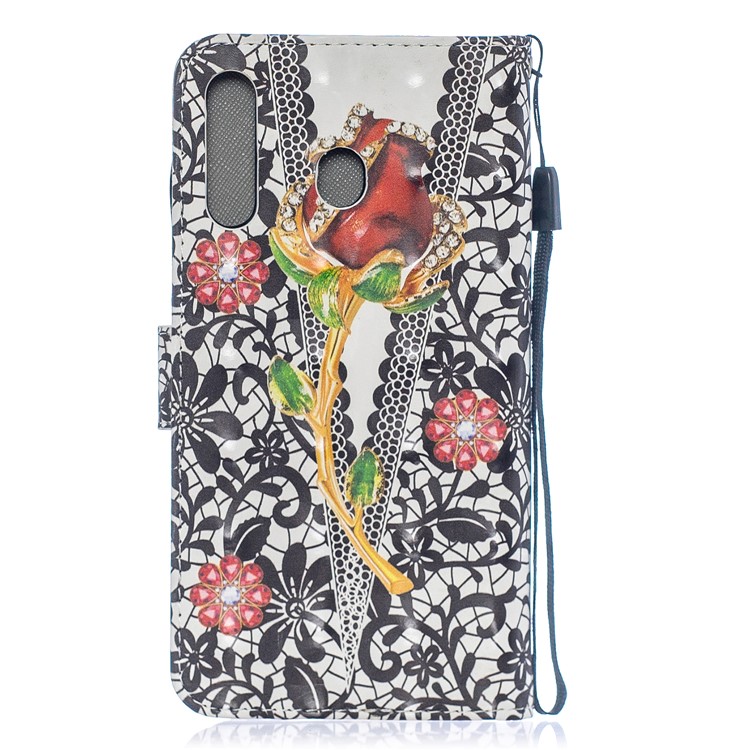 Light Spot Decor Pattern Printing Leather Wallet Case for Samsung Galaxy M30/A40s - Rose Flowers-2