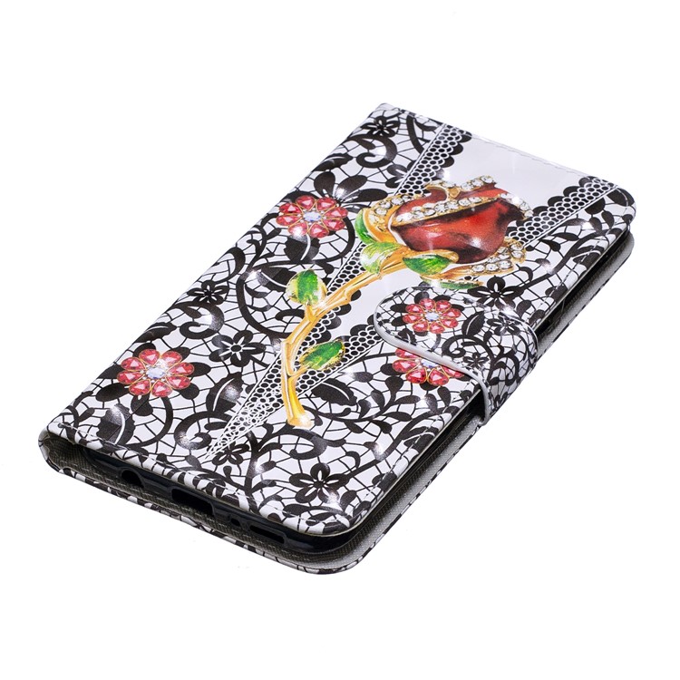Light Spot Decor Pattern Printing Leather Wallet Case for Samsung Galaxy M30/A40s - Rose Flowers-5