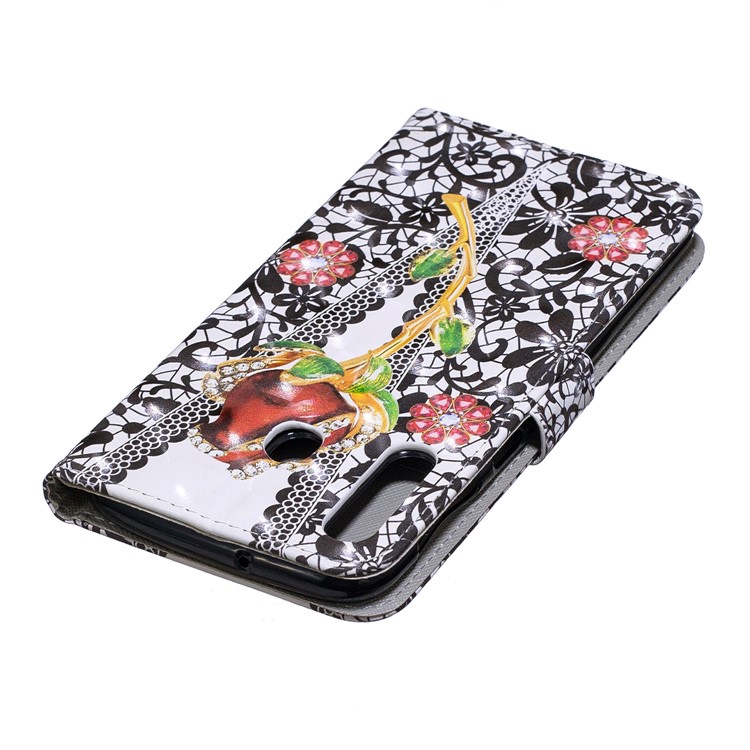 Light Spot Decor Pattern Printing Leather Wallet Case for Samsung Galaxy M30/A40s - Rose Flowers-6