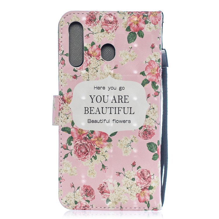 Light Spot Decor Pattern Printing Leather Wallet Case for Samsung Galaxy M30/A40s - Blooming Flowers-2