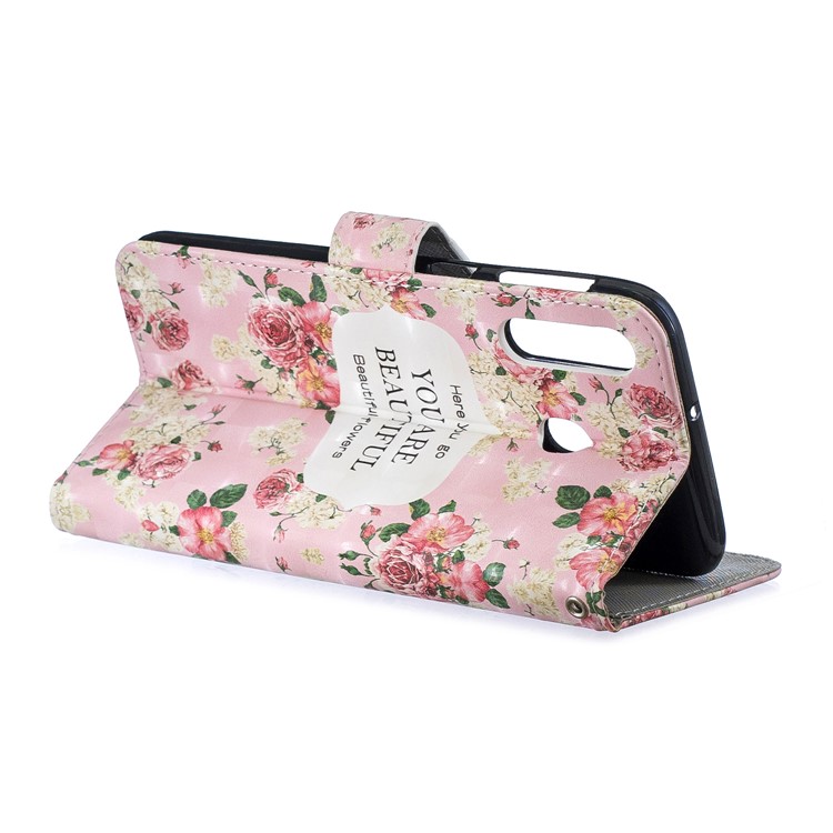 Light Spot Decor Pattern Printing Leather Wallet Case for Samsung Galaxy M30/A40s - Blooming Flowers-3