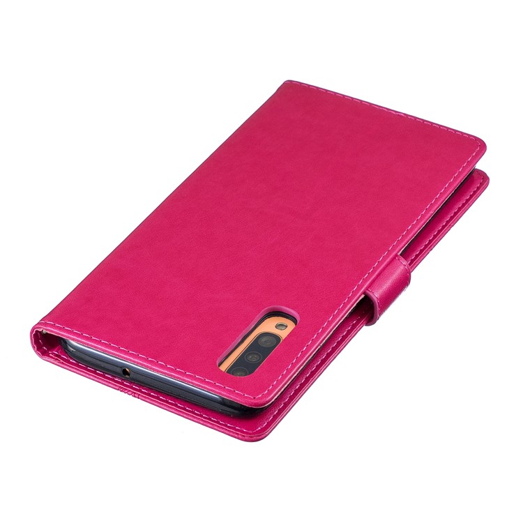 Imprint Butterfly Flower Leather Wallet Case for Samsung Galaxy A70 - Rose-6