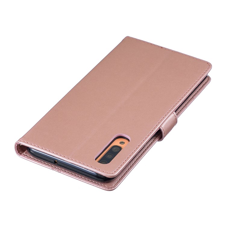 Imprint Butterfly Flower Leather Wallet Case for Samsung Galaxy A70 - Rose Gold-7