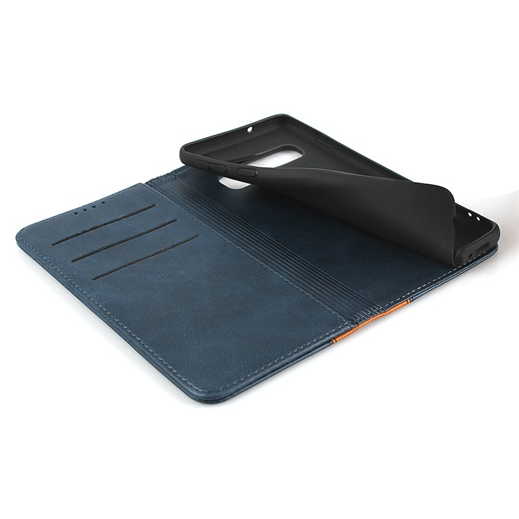 Bi-color Splicing Magnetic Leather Wallet Case for Samsung Galaxy S10 - Blue-6