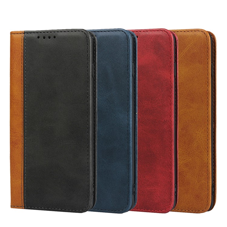 Bi-color Splicing Magnetic Leather Wallet Case for Samsung Galaxy S10 - Blue-8
