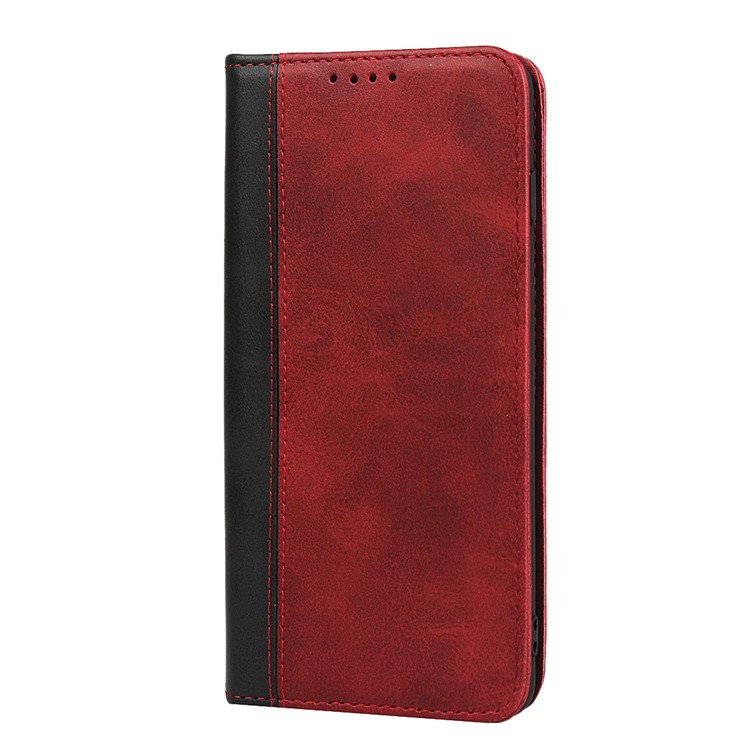 Custodia A Portafoglio In Pelle Magnetica Con Cuciture Bicolore Per Samsung Galaxy S10 - Rosso-2