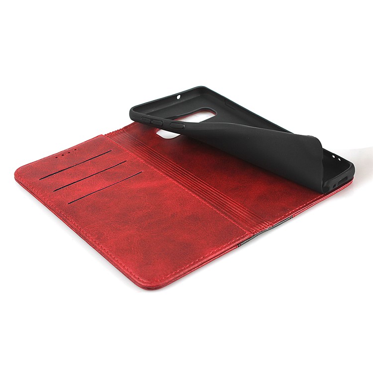 Custodia A Portafoglio In Pelle Magnetica Con Cuciture Bicolore Per Samsung Galaxy S10 - Rosso-7