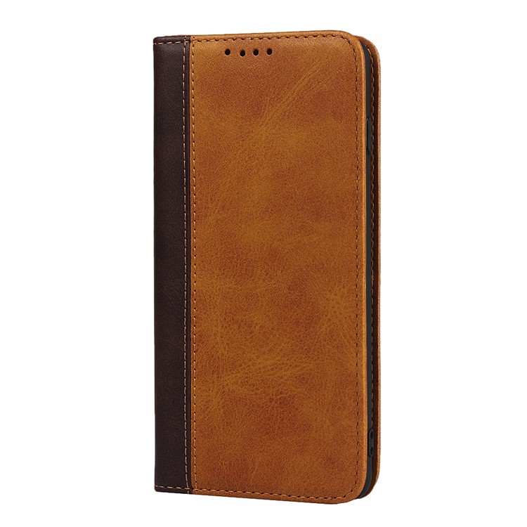 Bi-color Splicing Magnetic Leather Wallet Case for Samsung Galaxy S10 - Brown-2