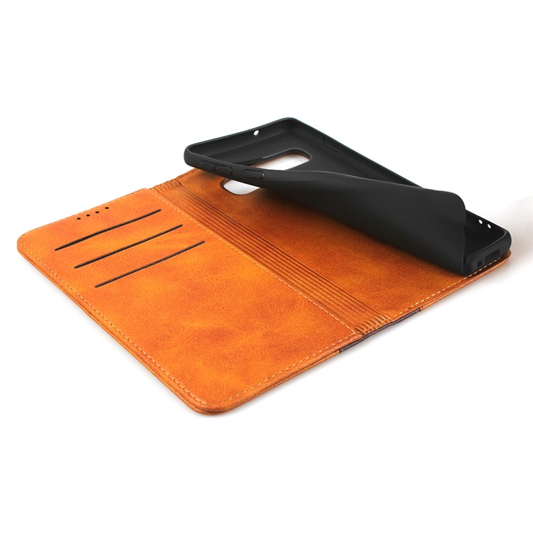 Bi-color Splicing Magnetic Leather Wallet Case for Samsung Galaxy S10 - Brown-7