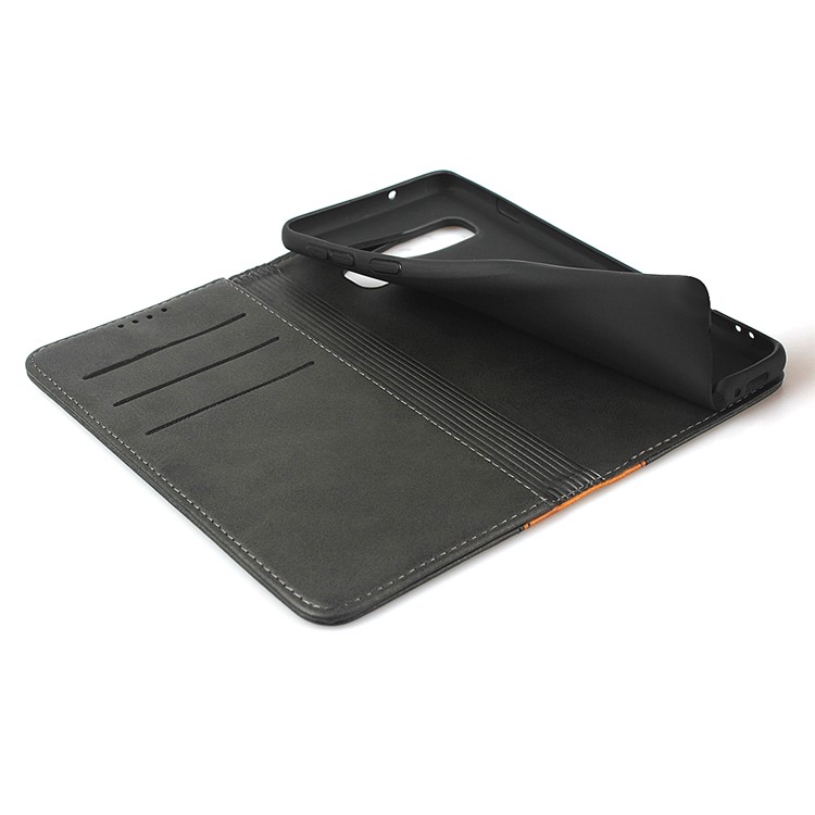 Bi-color Splicing Magnetic Leather Wallet Case for Samsung Galaxy S10 - Black-7