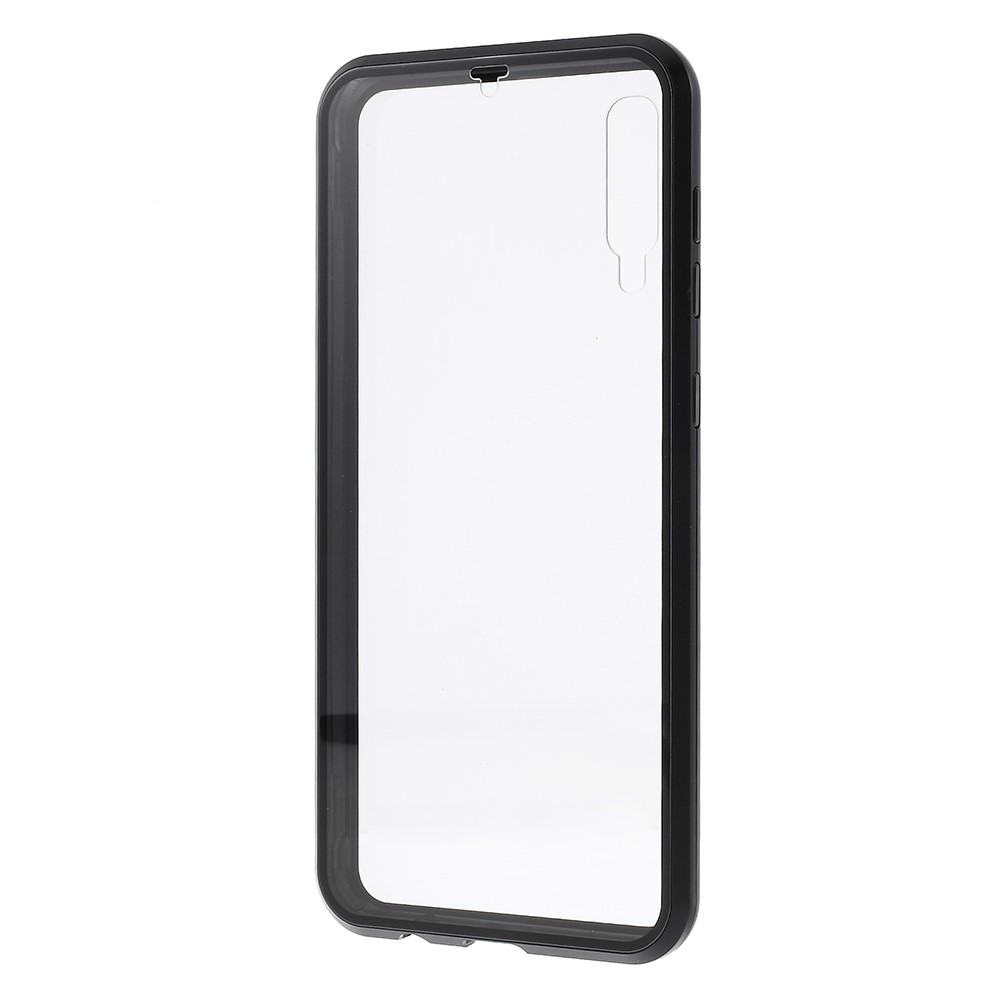 All-wrapped Magnetic Installation Metal Frame + Glass Protective Phone Case for Samsung Galaxy A50 - Black-3