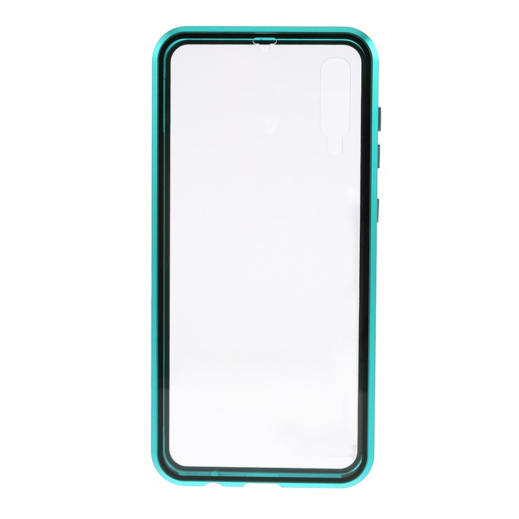 All-wrapped Magnetic Installation Metal Frame + Glass Protective Phone Case for Samsung Galaxy A50 - Green-2