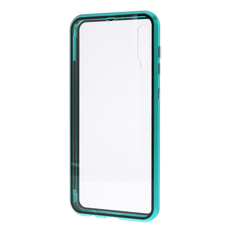 All-wrapped Magnetic Installation Metal Frame + Glass Protective Phone Case for Samsung Galaxy A50 - Green-3