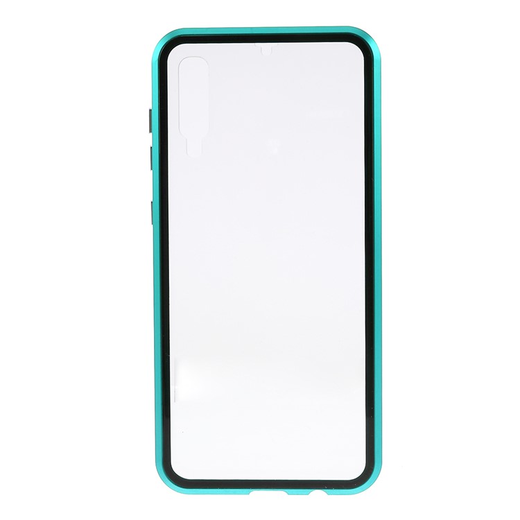 All-wrapped Magnetic Installation Metal Frame + Glass Protective Phone Case for Samsung Galaxy A50 - Green-4