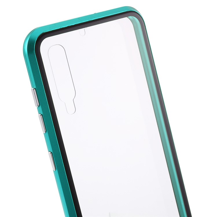 All-wrapped Magnetic Installation Metal Frame + Glass Protective Phone Case for Samsung Galaxy A50 - Green-5