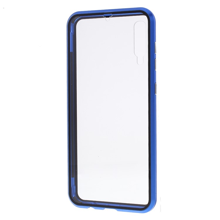 All-wrapped Magnetic Installation Metal Frame + Glass Protective Phone Case for Samsung Galaxy A50 - Blue-3