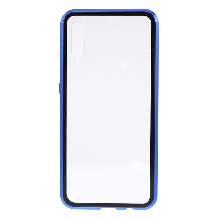 All-wrapped Magnetic Installation Metal Frame + Glass Protective Phone Case for Samsung Galaxy A50 - Blue-4