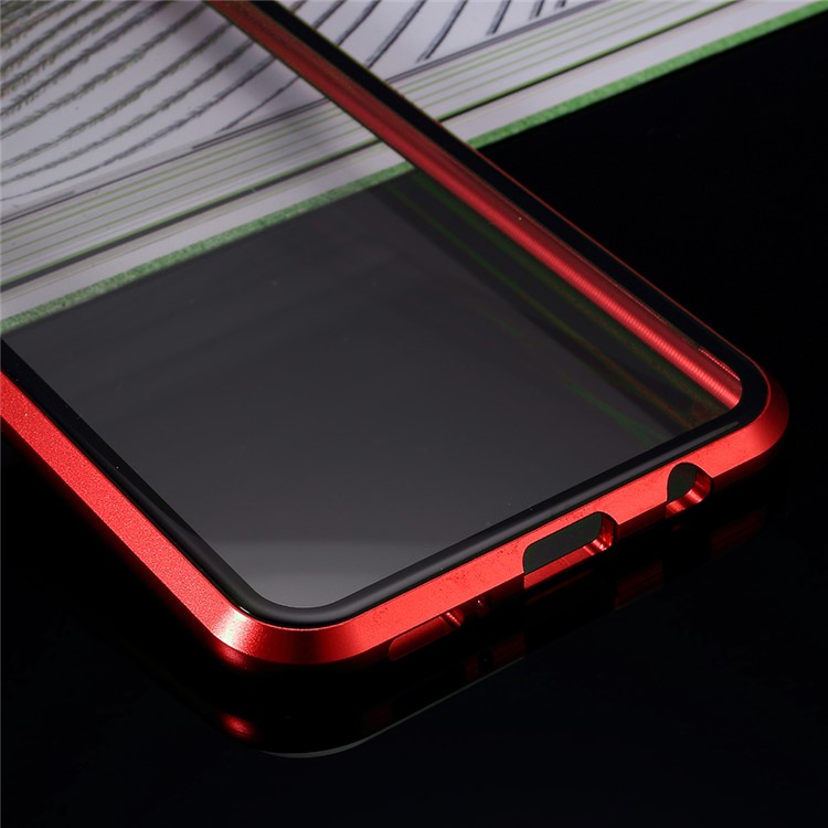 All-wrapped Magnetic Installation Metal Frame + Glass Protective Phone Case for Samsung Galaxy A50/A50s/A30s - Red-10