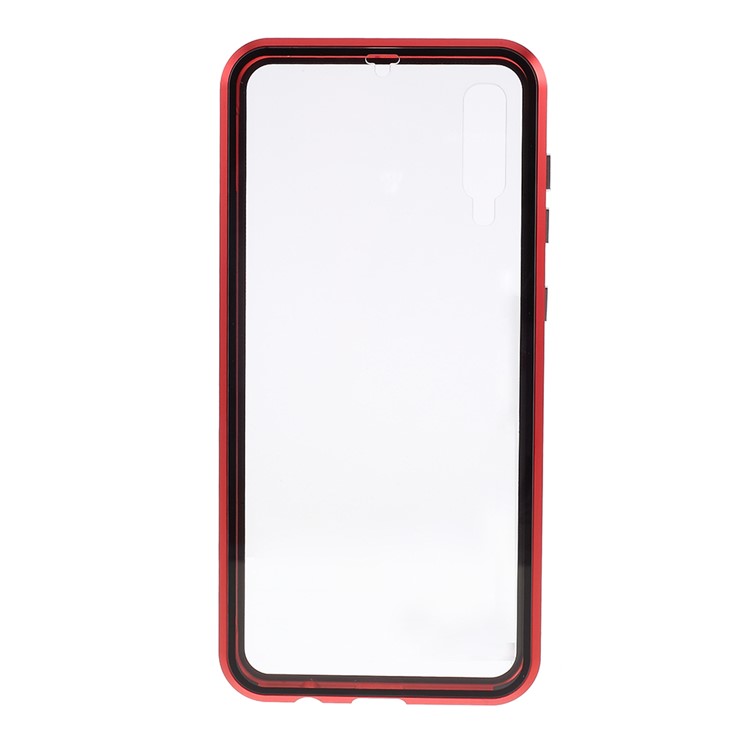 All-wrapped Magnetic Installation Metal Frame + Glass Protective Phone Case for Samsung Galaxy A50/A50s/A30s - Red-2