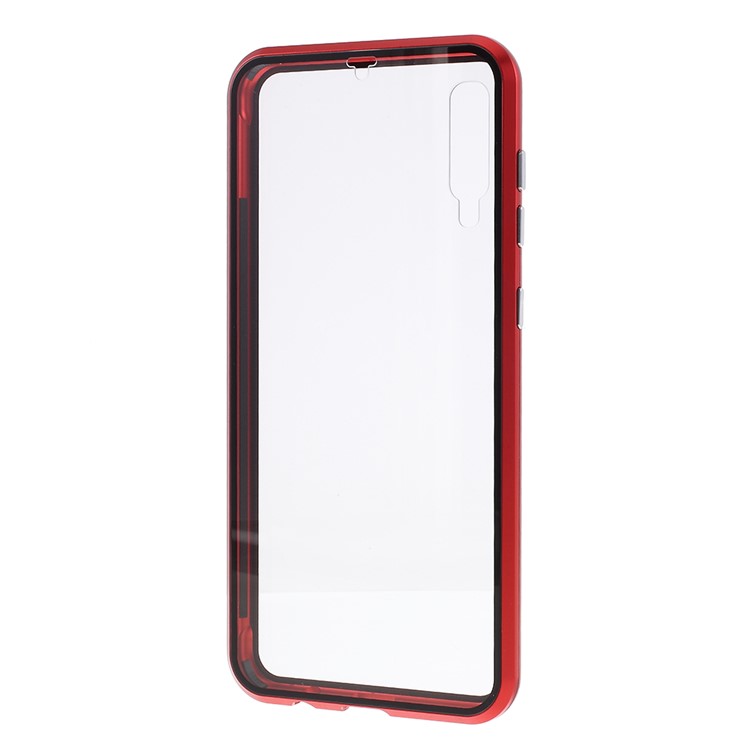 All-wrapped Magnetic Installation Metal Frame + Glass Protective Phone Case for Samsung Galaxy A50/A50s/A30s - Red-3