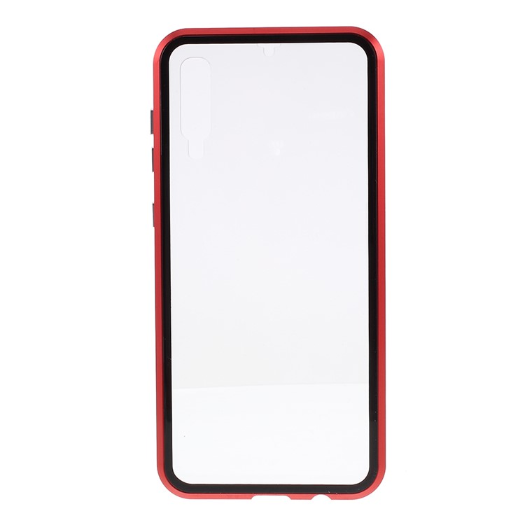 All-wrapped Magnetic Installation Metal Frame + Glass Protective Phone Case for Samsung Galaxy A50/A50s/A30s - Red-4