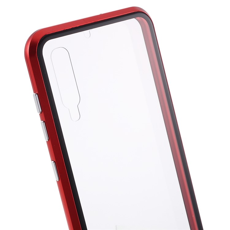 All-wrapped Magnetic Installation Metal Frame + Glass Protective Phone Case for Samsung Galaxy A50/A50s/A30s - Red-5